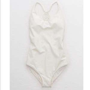 AERIE MACRAME ONE PIECE SWIMSUIT NWT